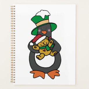 Irish Penguin Holding Christmas Teddy Bear Planner