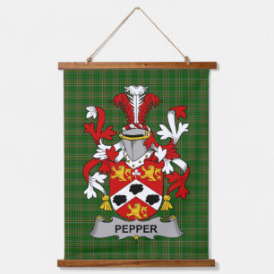 Irish Pepper Coat of Arms Family Crest Hanging Tapestry