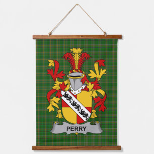 Irish Perry Coat of Arms Family Crest Hanging Tapestry