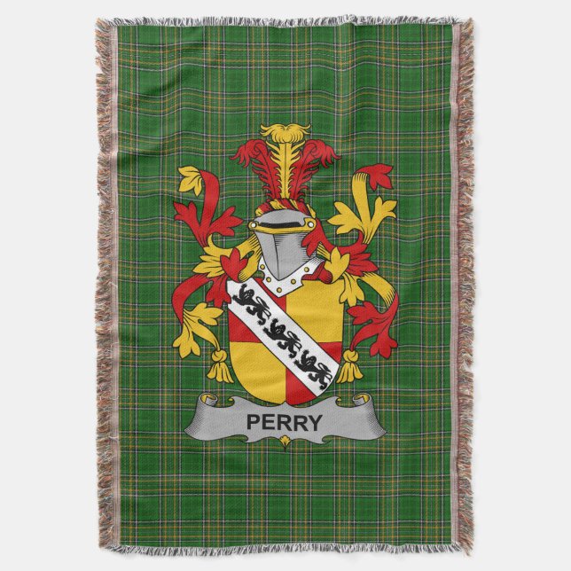  Irish Perry Coat of Arms Family Crest Ireland Throw Blanket (Front Vertical)