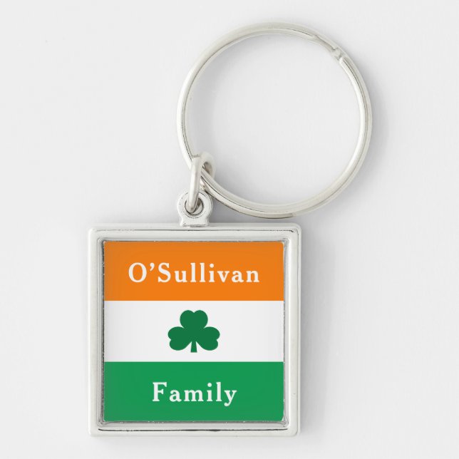 Irish Personalized Family Name Ireland Flag Key Ring (Front)