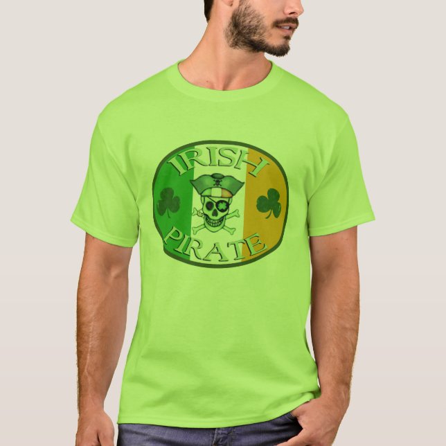 Irish Pirate St. Patrick's Day Flag T-Shirt (Front)