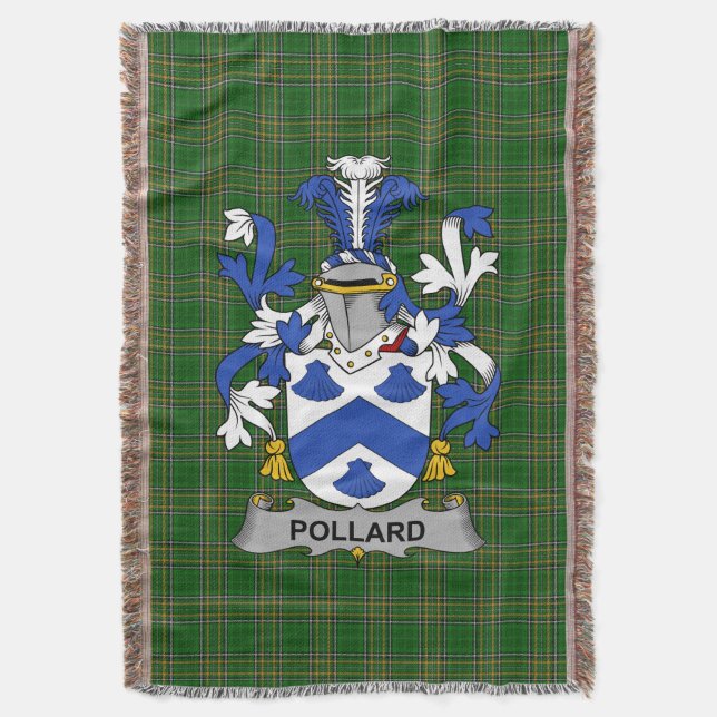  Irish Pollard Coat of Arms Family Crest Ireland Throw Blanket (Front Vertical)