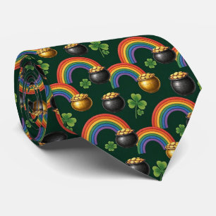 Irish Pot of Gold and Shamrock Tie