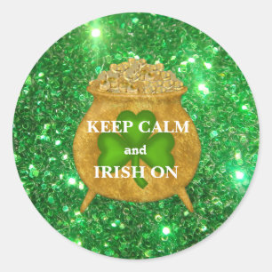 Irish  Pot of Gold Sparkle Classic Round Sticker
