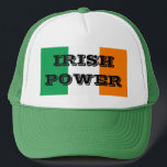 IRISH POWER TRUCKER HAT<br><div class="desc">IRISH POWER GREEN AND WHITE HAT</div>