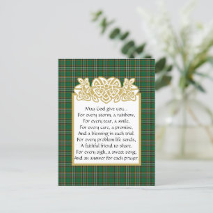 Irish Prayer Celtic Border and Tartan  Postcard