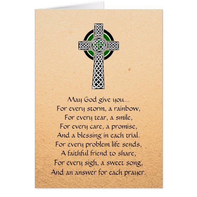 Irish Prayer Celtic Cross Greeting Card (Front)