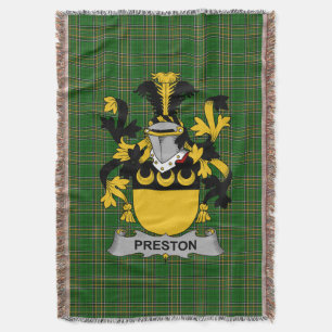  Irish Preston Coat of Arms Family Crest Ireland Throw Blanket