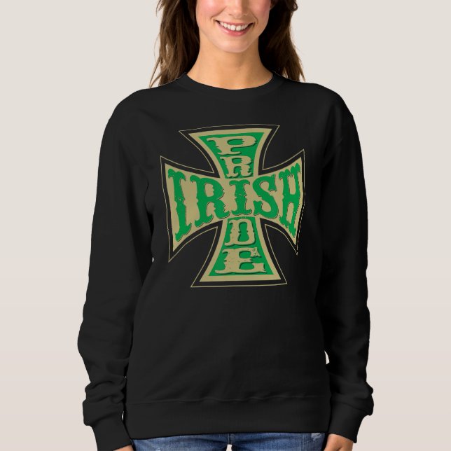 Irish Pride  Biker style Irish Pride Cross 1 Sweatshirt (Front)