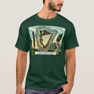 Irish Pride Ireland's Emblems golden harp clovers T-Shirt