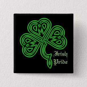 Irish Pride Lucky Celtic Shamrock Square Button