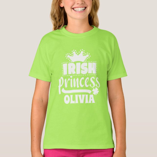 Irish Princess Crown Personalised Name T-Shirt (Front)
