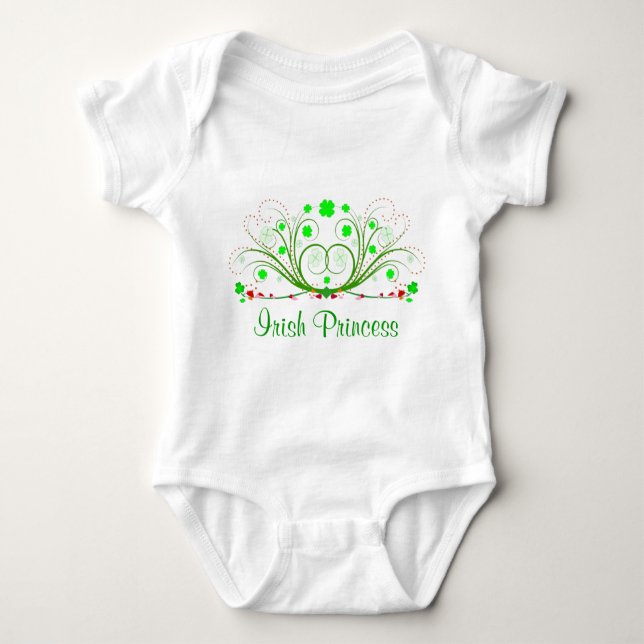 Irish Princess Fancy Shamrocks Infant T-shirt Baby Bodysuit (Front)