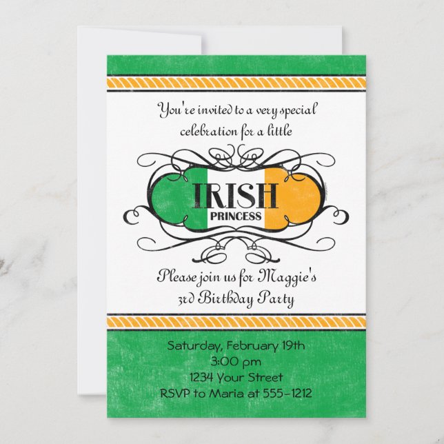 Irish Princess Party Invitation (Front)