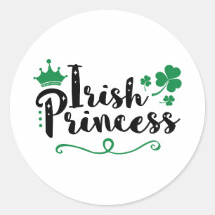 Irish Princess Women St Patrick's Day Script Classic Round Sticker