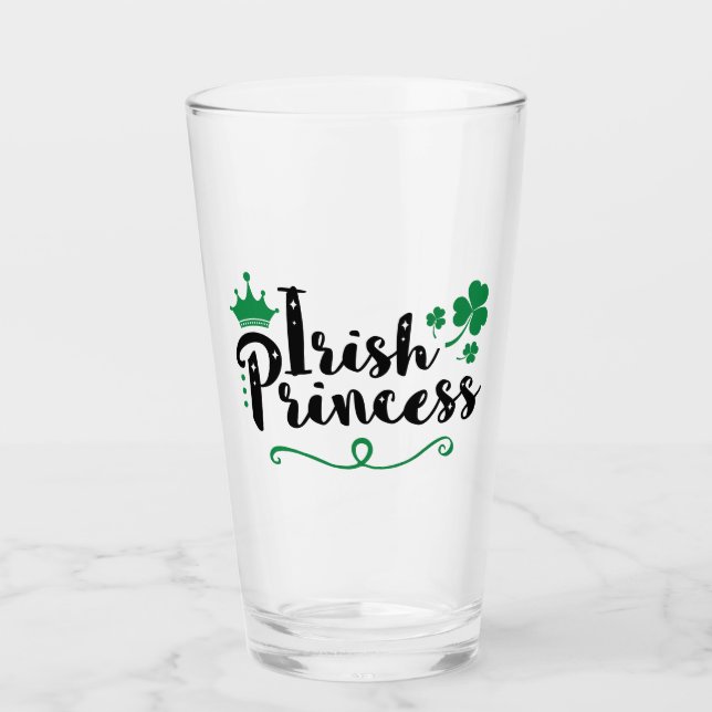 Irish Princess Women St Patrick's Day Script Glass (Front)