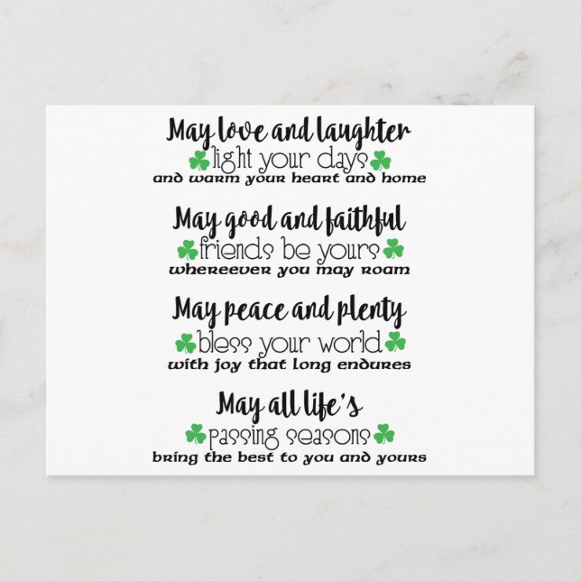 Irish Proverb Blessing Postcard (Front)