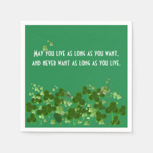 Irish Proverb On Green With Shamrocks Napkin