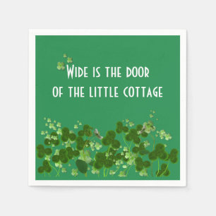 Irish Proverb On Green With Shamrocks Napkin