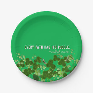Irish proverb with lucky shamrocks paper plate