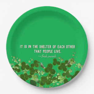 Irish proverb with shamrocks paper plate