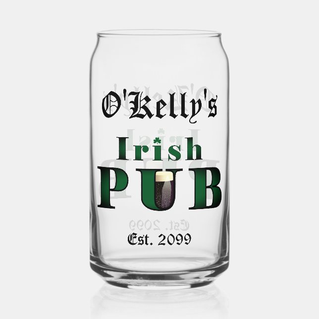 Irish Pub Bar Pint Beer Soda Can Glass Drinkware (Front)