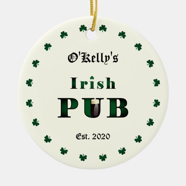 Irish Pub Bar Tavern Christmas Ornament (Front)