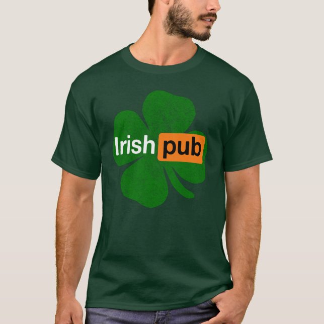 Irish Pub Green Shamrock Ireland St. Patrick's Day T-Shirt (Front)