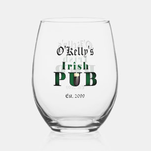 Irish Pub Stemless Wine Cocktail Glass Drinkware