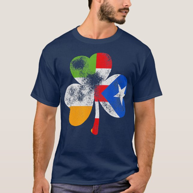 Irish Puerto Rican Shamrock Puerto Rico Flag St T-Shirt (Front)