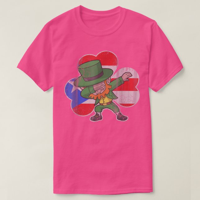 Irish Puerto Rico Dabbing Leprechaun St Patricks D T-Shirt (Design Front)