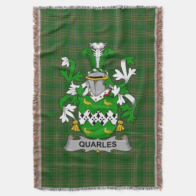  Irish Quarles Coat of Arms Family Crest Ireland Throw Blanket (Front Vertical)
