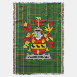 Irish Quartermaines Coat of Arms Family Crest Ire Throw Blanket