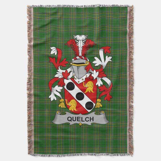  Irish Quelch Coat of Arms Family Crest Ireland Throw Blanket (Front Vertical)