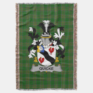  Irish Quicke Coat of Arms Family Crest Ireland Ir Throw Blanket