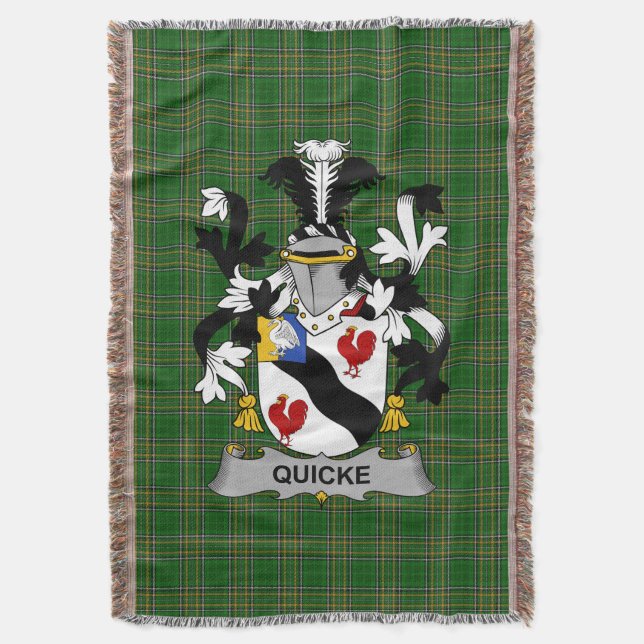  Irish Quicke Coat of Arms Family Crest Ireland Ir Throw Blanket (Front Vertical)