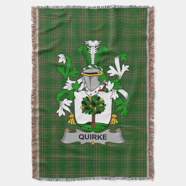  Irish Quirke or O_Quirke Coat of Arms Family Cres Throw Blanket (Front Vertical)