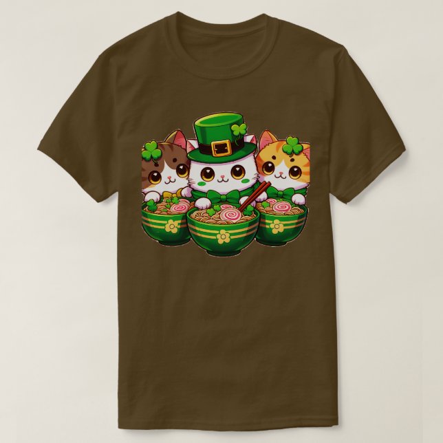 Irish Ramen Cats Cute St Patricks Day Women Girls T-Shirt (Design Front)