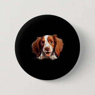 Irish Red and White Sette Dog Mum Dad Peeking 6 Cm Round Badge