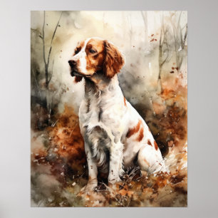 Irish Red And White Setter Dog Art Print Poster