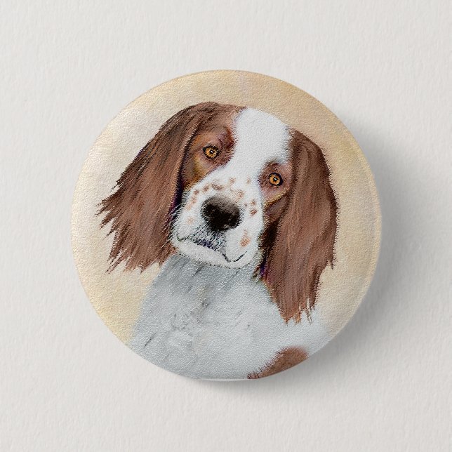 Irish Red and White Setter Painting - Original Art 6 Cm Round Badge (Front)