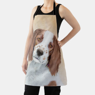 Irish Red and White Setter Painting - Original Art Apron