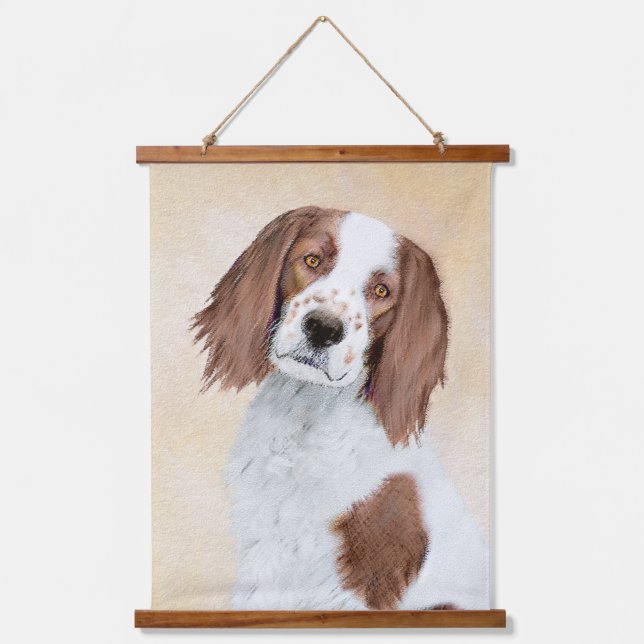 Irish Red and White Setter Painting - Original Art Hanging Tapestry (Front)
