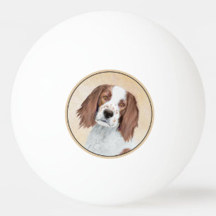 Irish Red and White Setter Painting - Original Art Ping Pong Ball