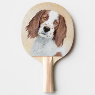 Irish Red and White Setter Painting - Original Art Ping Pong Paddle