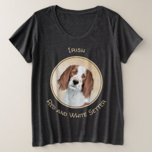Irish Red and White Setter Painting - Original Art Plus Size T-Shirt