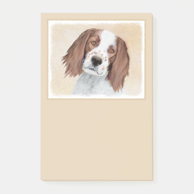Irish Red and White Setter Painting - Original Art Post-it Notes (Front)