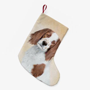 Irish Red and White Setter Painting - Original Art Small Christmas Stocking