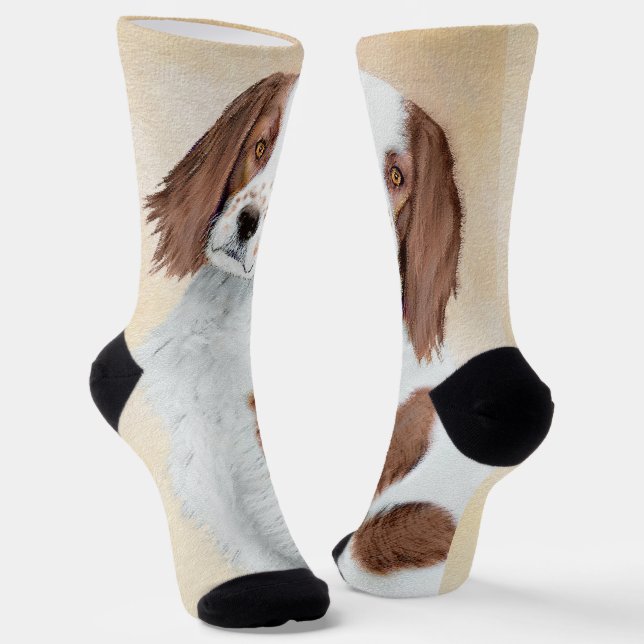 Irish Red and White Setter Painting - Original Art Socks (Angled)